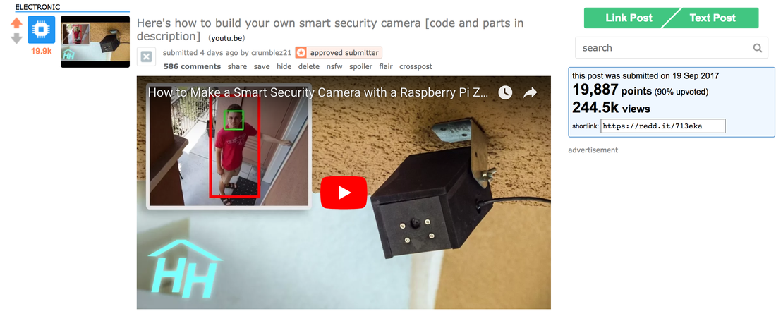 Smart security camera make the front page of Reddit